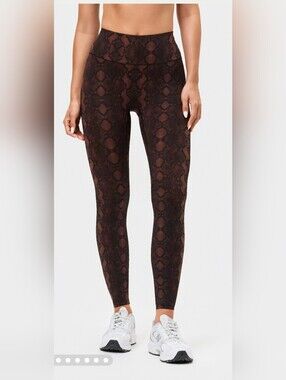 Stronger Brown Snake-Print Reptile Leggings - M
